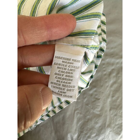 Charter Club Womens White Green Blouse 10 collared button up long sleeve cotton - Picture 4 of 6